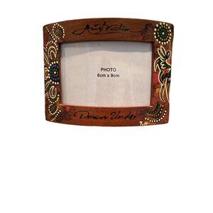 Hand-Painted Australia Photo Picture Frame Signed Down Under Kangaroo Souvenir